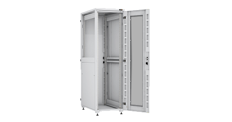 NIKOMAX (TLK) Напольный шкаф TFI-426010-GHMH-R-GY 42U, Ш600хГ1000, стеклянная дверь, двухуровневые металлические стенки, металлическая дверь, серый