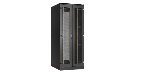 NIKOMAX (TLK) Напольный шкаф TFA-426080-WHWH-R-BK 42U, Ш600хГ800, двустворчатая перфорированная дверь, двухуровневые металлические стенки, двустворчатая перфорированная дверь, черный