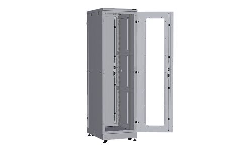 NIKOMAX (TLK) Напольный шкаф TFA-426080-GMMM-R-GY 42U, Ш600хГ800, стеклянная дверь, металлические стенки, металлическая дверь, серый