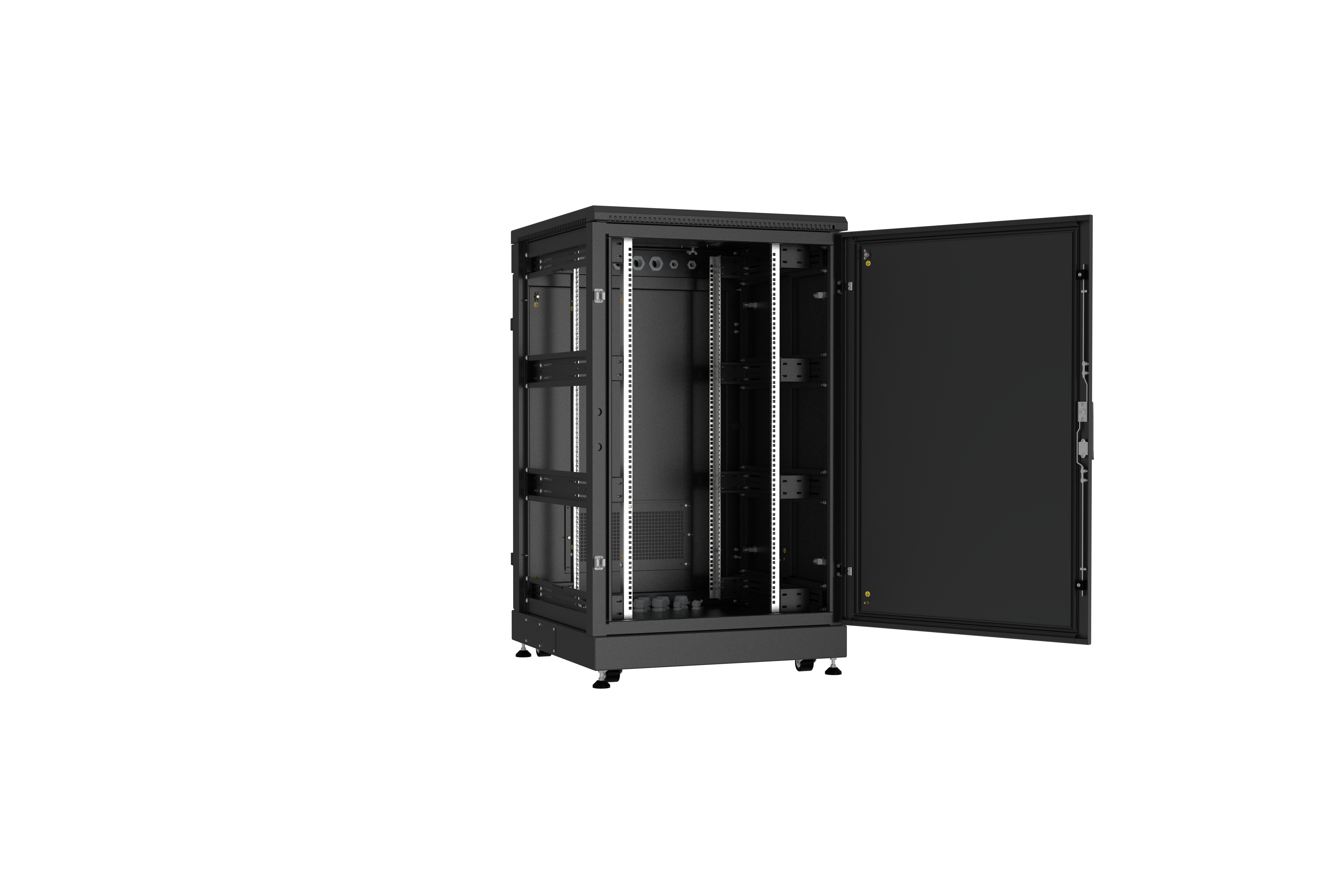 NIKOMAX (TLK) Шкаф напольный TFM-248080-MMMM-BK 24U, Ш800хГ800, IP54, цельнометаллический, черный