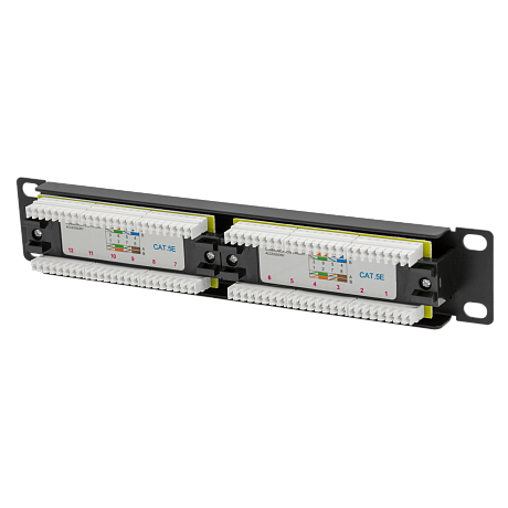 Коммутационная панель SNR, 10" неэкранированная, 1U, 12 портов, cat.5e, горизонтальная заделка
