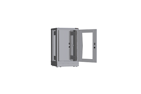 NIKOMAX (TLK) Напольный шкаф TFR-186060-GMMM-R2-GY 18U, Ш600хГ600, стеклянная дверь, металлические стенки, металлическая дверь, серый