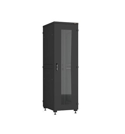 NIKOMAX (TLK) Напольный шкаф TFA-426080-GHMH-R-BK 42U, Ш600хГ800, стеклянная дверь, двухуровневые металлические стенки, металлическая дверь, черный