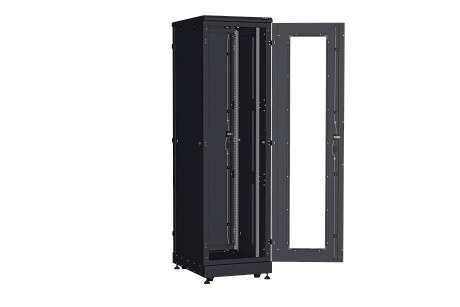 NIKOMAX (TLK) Напольный шкаф TFA-426080-GMMM-R-BK 42U, Ш600хГ800, стеклянная дверь, металлические стенки, металлическая дверь, черный