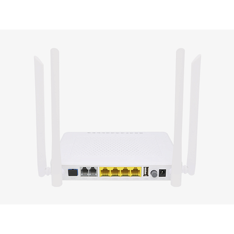Абонентский терминал ONU GPON, 4 порта 10/100/1000Base-T, 2 порта POTS, WiFi 2.4/5 Абонентский терминал ONU GPON, 4 порта 10/100/1000Base-T, 2 порта POTS, WiFi 2.4/5