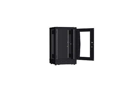 NIKOMAX (TLK) Напольный шкаф TFR-186060-GMMM-R2-BK 18U, Ш600хГ600, стеклянная дверь, металлические стенки, металлическая дверь, черный