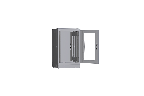 NIKOMAX (TLK) Напольный шкаф TFR-186060-GMMM-R2-GY 18U, Ш600хГ600, стеклянная дверь, металлические стенки, металлическая дверь, серый