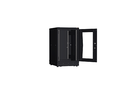 NIKOMAX (TLK) Напольный шкаф TFR-186080-GMMM-R2-BK 18U, Ш600хГ800, стеклянная дверь, металлические стенки, металлическая дверь, черный NIKOMAX (TLK) Напольный шкаф TFR-186080-GMMM-R2-BK 18U, Ш600хГ800, стеклянная дверь, металлические стенки, металлическая дверь, черный