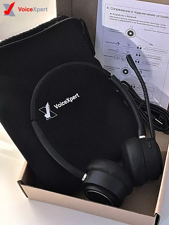 VoiceXpert VXH-1000D-BTD — Bluetooth-гарнитура для офиса, шумоподавление микрофона, 2 динамика, адаптер USB-A/Bluetooth VoiceXpert VXH-1000D-BTD — Bluetooth-гарнитура для офиса, шумоподавление микрофона, 2 динамика, адаптер USB-A/Bluetooth