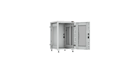 NIKOMAX (TLK) Напольный шкаф TFI-186080-GMMM-R-GY 18U, Ш600хГ800, стеклянная дверь, металлические стенки, металлическая дверь, серый