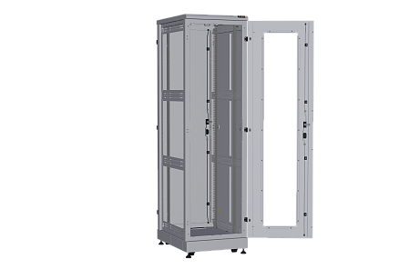 NIKOMAX (TLK) Напольный шкаф TFA-426080-GMMM-R-GY 42U, Ш600хГ800, стеклянная дверь, металлические стенки, металлическая дверь, серый