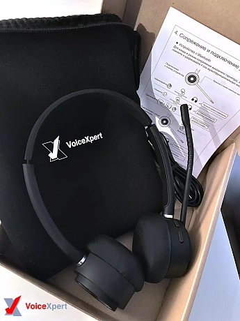 VoiceXpert VXH-1000D-BTD — Bluetooth-гарнитура для офиса, шумоподавление микрофона, 2 динамика, адаптер USB-A/Bluetooth VoiceXpert VXH-1000D-BTD — Bluetooth-гарнитура для офиса, шумоподавление микрофона, 2 динамика, адаптер USB-A/Bluetooth