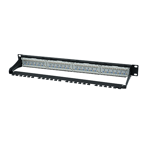 Коммутационная панель SNR, 19" неэкранированная, 1U, 24 порта, cat.6А, горизонтальная заделка