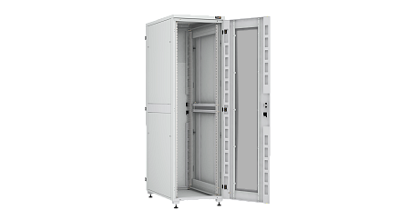 NIKOMAX (TLK) Напольный шкаф TFI-426010-GHMH-R-GY 42U, Ш600хГ1000, стеклянная дверь, двухуровневые металлические стенки, металлическая дверь, серый