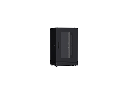 NIKOMAX (TLK) Напольный шкаф TFR-186060-GMMM-R2-BK 18U, Ш600хГ600, стеклянная дверь, металлические стенки, металлическая дверь, черный